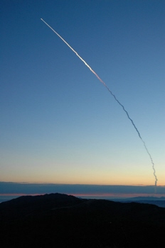 Delta IV rocket dusk launch from Vandenberg AFB