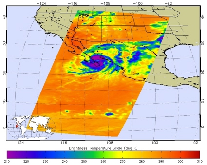 Aqua spacecraft infrared image of Hurricane Henriette