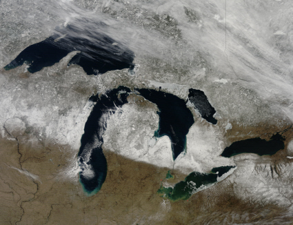 Terra spacecraft image of the Great Lakes
