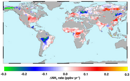 Atmospheric ammonia distribution