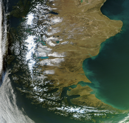 Aqua satellite image of Patagonia