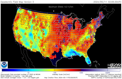 Map of geoelectric fields