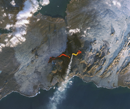 Satellite image of Iceland lava