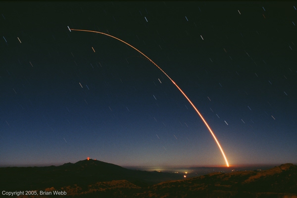 Time exposure of a Minuteman III missile launch