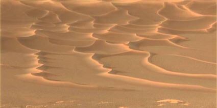 Opportunity Mars rover image of sand dunes in Endurance crater