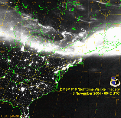 DMSP F16 satellite image of an aurora