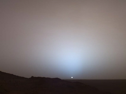 Mars Exploration Rover Spirit image of a martian sunset