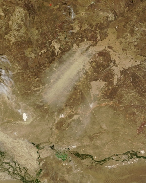Terra satellite MODIS instrument image of Kazakhstan dust