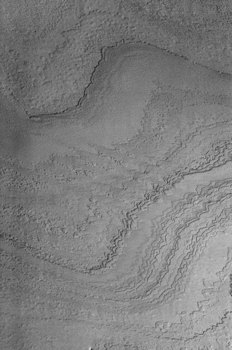 Mars Odyssey spacecraft THEMIS image of layered martian terrain