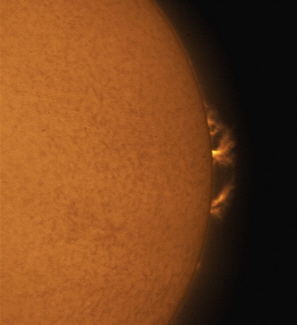 Hydrogen alpha photo of solar prominences