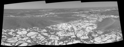 View towards Victoria Crater from the Opportunity Mars Exploration Rover