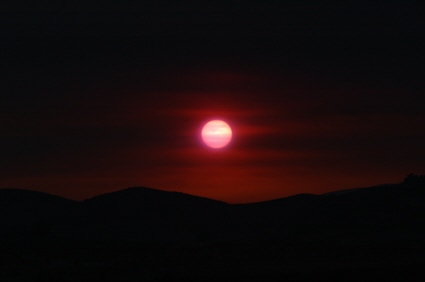 Colorful sunset caused by the Day Fire