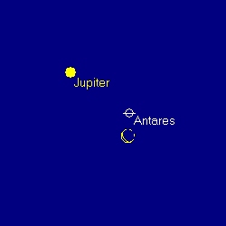 2007 January 15 Moon-Antares-Jupiter conjunction