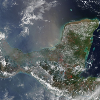 Aqua satellite image of fires in Mexico and Central America