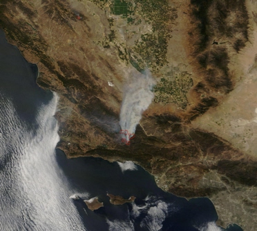 Terra spacecraft image of the Zaca wildfire