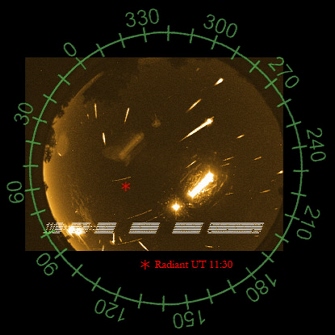 All-sky camera image of the 2007 Aurigid meteor shower