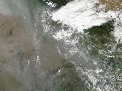 Aqua spacecraft image of haze over India