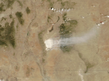 Aqua satellite image of White Sands, New Mexico dust storm
