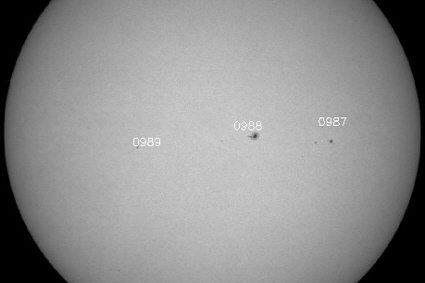 SOHO spacecraft image of sunspots