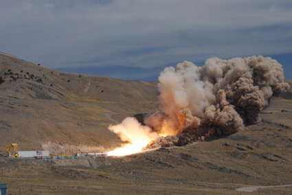 Aries rocket motor test firing