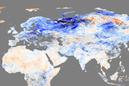 Terra spacecraft Europe ground temperature map