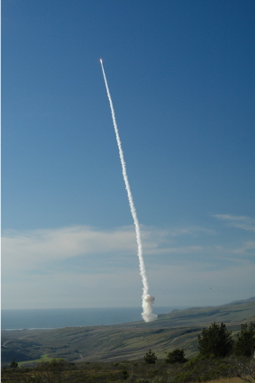 Ground-based Interceptor (GBI) lifts-off form Vandenberg AFB