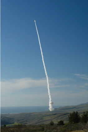 Ground-based Interceptor (GBI) lifts-off form Vandenberg AFB