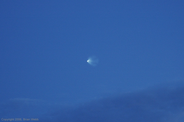 Image of stage 2 exhaust plume seen during Delta IV rocket / NROL-22 launch