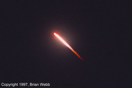 Photo of the flames from a Titan IV rocket 